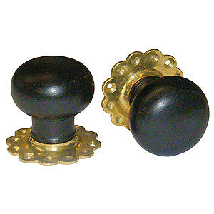 Natural ebony bun mortice door knob set 54mm diameter - ABC Ironmongery