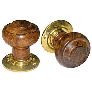 Hardwood flat top mortice door knob set 54mm diameter - ABC Ironmongery