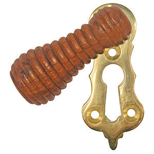 Reeded natural hardwood covered escutcheon 2¼" x 1" - ABC Ironmongery