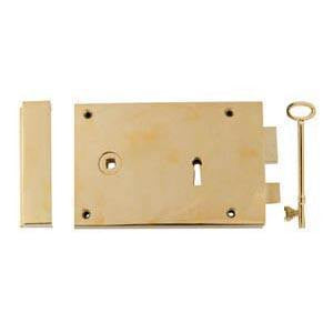 Rimlock in brass. 7" x 4½". - ABC Ironmongery