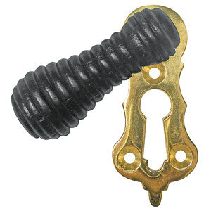 Reeded natural ebony covered escutcheon 2¼" x 1" - ABC Ironmongery