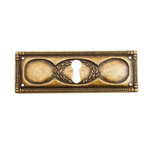 Continental style horizontal escutcheon 3¾" x 1¼" in antique brass - ABC Ironmongery