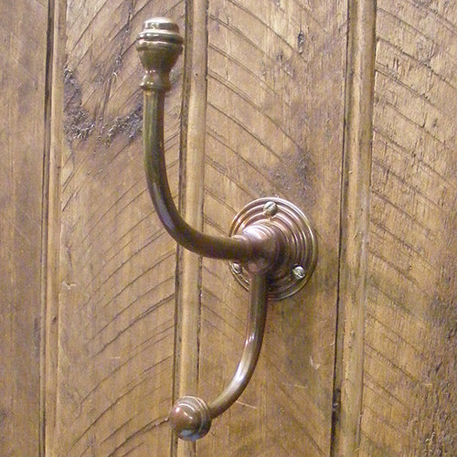 Regency style hat and coat hook 5 in antique brass ABC Ironmongery