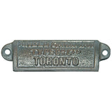 Drawer pull in cast iron with letttering which reads Anglo-Canadian Type Co Ltd Toronto