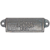 Drawer pull in cast iron with lettering which reads John Haddon & Co London EC1