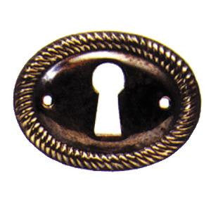 008h rope edge horizontal escutcheon in antique brass - ABC Ironmongery