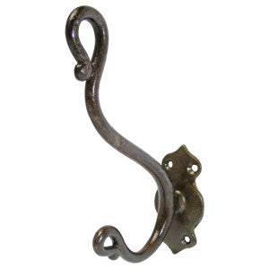 Shepherds crook style hat and coat hook 6" in cast iron - ABC Ironmongery