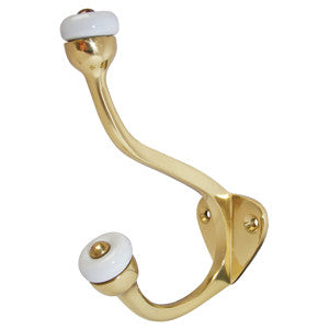 Brass hat and coat hook 4" with ceramic tip - ABC Ironmongery