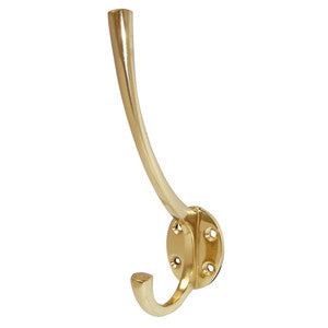 Simple brass hat and coat hook 5" - ABC Ironmongery