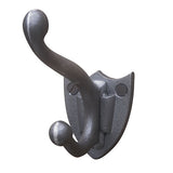 Hat and coat hook on shield-design backplate 3" in cast iron