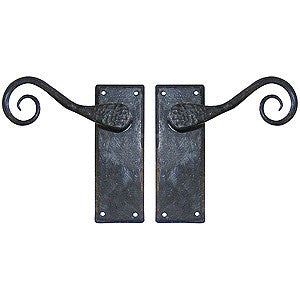 Hand forged lever handle 5½" x 2" in black waxed finish - ABC Ironmongery