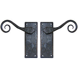 Hand forged lever handle 5½" x 2" in black waxed finish - ABC Ironmongery