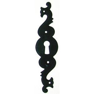 Escutcheon 130mm x 32mm (max) in black powder coated steel - ABC Ironmongery