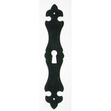 Escutcheon 150mm x 28mm (max) in black powder coated steel - ABC Ironmongery