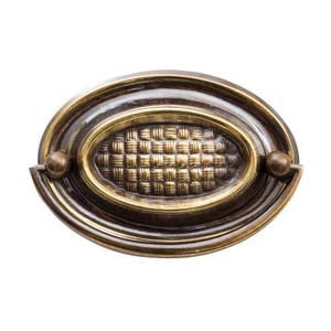 Oval plate handle 3⅜" x 2¼" in antique brass - ABC Ironmongery