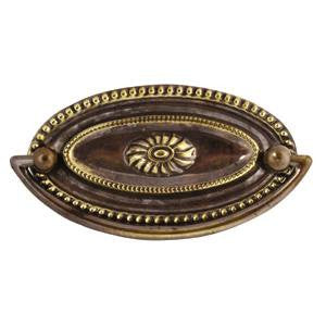 Oval plate handle in antique brass - ABC Ironmongery