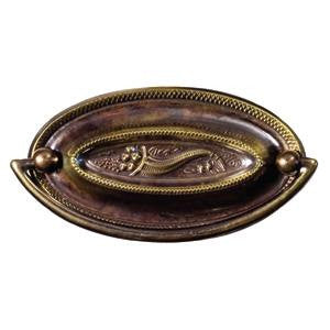 Oval plate handle 3⅝" x 1⅞" in antique brass - ABC Ironmongery