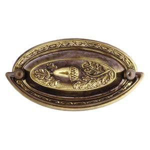 Oval plate handle 3½" x 2" in antique brass - ABC Ironmongery
