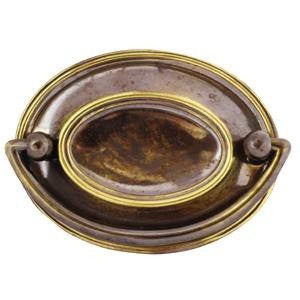 Oval plate handle in antique brass - ABC Ironmongery