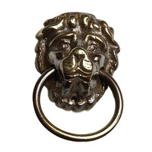 Lion ring pull 45mm x 28mm in antique brass - ABC Ironmongery