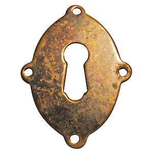 Vertical escutcheon 1¾" x 1¼" in antique brass - ABC Ironmongery