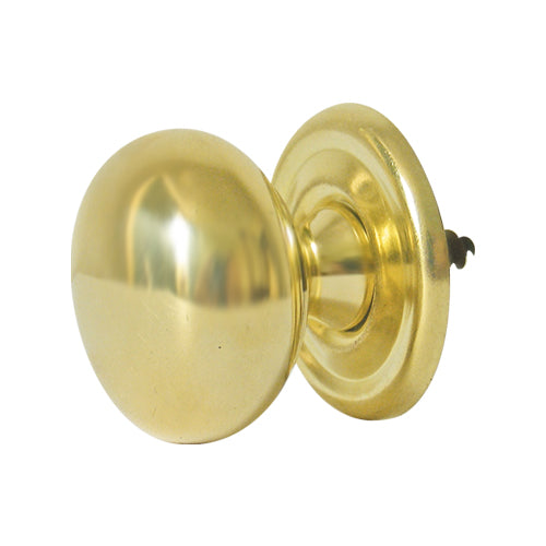 Mushroom knob with backplate in brass - ABC Ironmongery