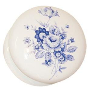 White porcelain knob with flower design - ABC Ironmongery