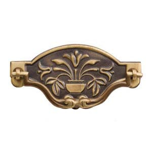 Victorian plate handle in antique brass - ABC Ironmongery