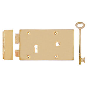 Rimlock in brass. 5" x 3⅛" - ABC Ironmongery