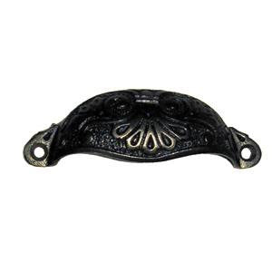 Patterned drawer pull 4¼" x 1?" in cast iron - ABC Ironmongery