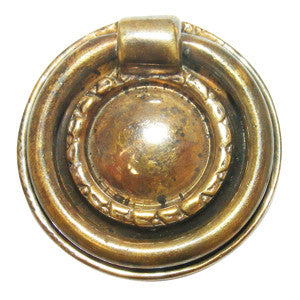 Ring pull handle 1½" diameter in antique brass - ABC Ironmongery