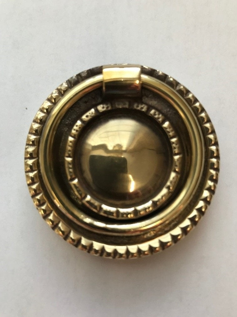 Ring pull handle diameter 48mm in antique brass - ABC Ironmongery