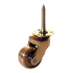 Screw plate castor with brass wheel - ABC Ironmongery