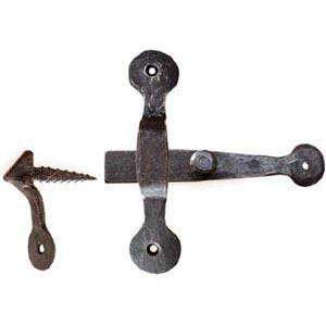 Hand forged cupboard latch 6¾" x 5½" in black waxed finish - ABC Ironmongery