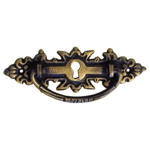 Continental style handle with keyhole 4¼" x 1½" in antique brass - ABC Ironmongery