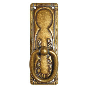 Continental style wardrobe handle 1¼" x 3¾"  in antique brass - ABC Ironmongery