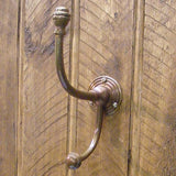 Regency style hat and coat hook 5½" in antique brass on rustic timber - ABC Ironmongery