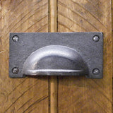 Square drawer pull 4" x 2" in rustic cast iron - ABC Ironmongery