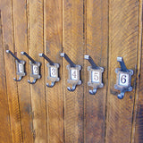 Set of numbered cloakroom hook with ceramic inserts No.1 - No.6 - ABC Ironmongery