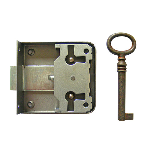 Continental wardrobe / drawer lock in steel - ABC Ironmongery